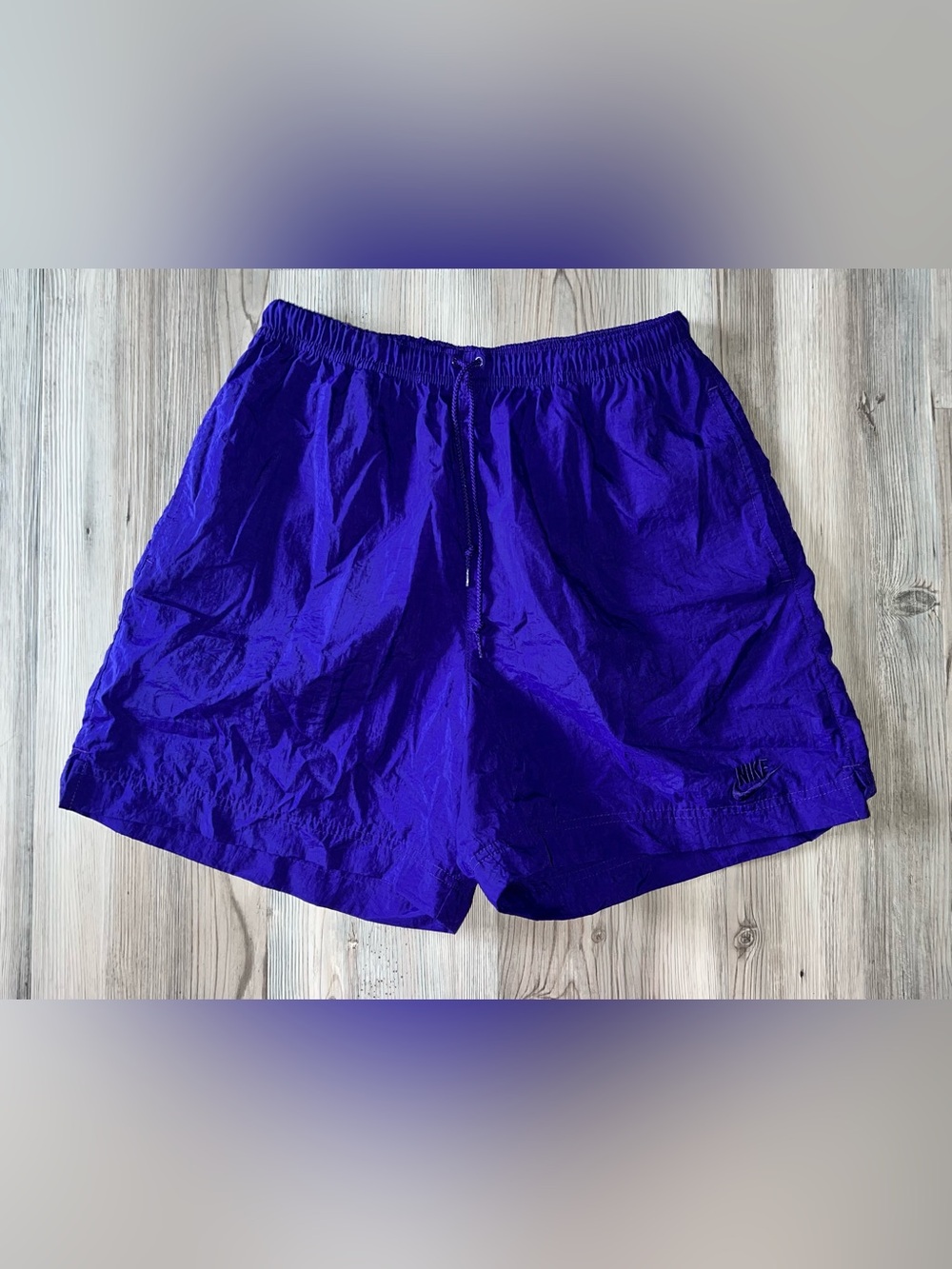 Nike Shorts Purple Nylon Embroidered Logo Swoosh Size S Vintage 90s